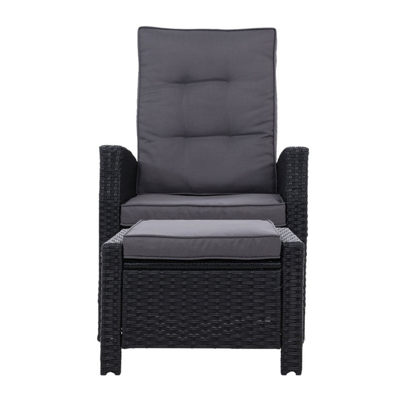 Furniture > Outdoor - Set of 2 Sun lounge Recliner Chair Wicker Lounger Sofa Day Bed Outdoor Chairs Patio Furniture Garden Cushion Ottoman Gardeon - Garden Yard