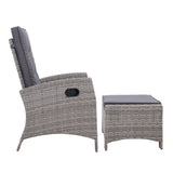 Furniture > Outdoor - Set of 2 Sun lounge Recliner Chair Wicker Lounger Sofa Day Bed Outdoor Chairs Patio Furniture Garden Cushion Ottoman Gardeon - Garden Yard