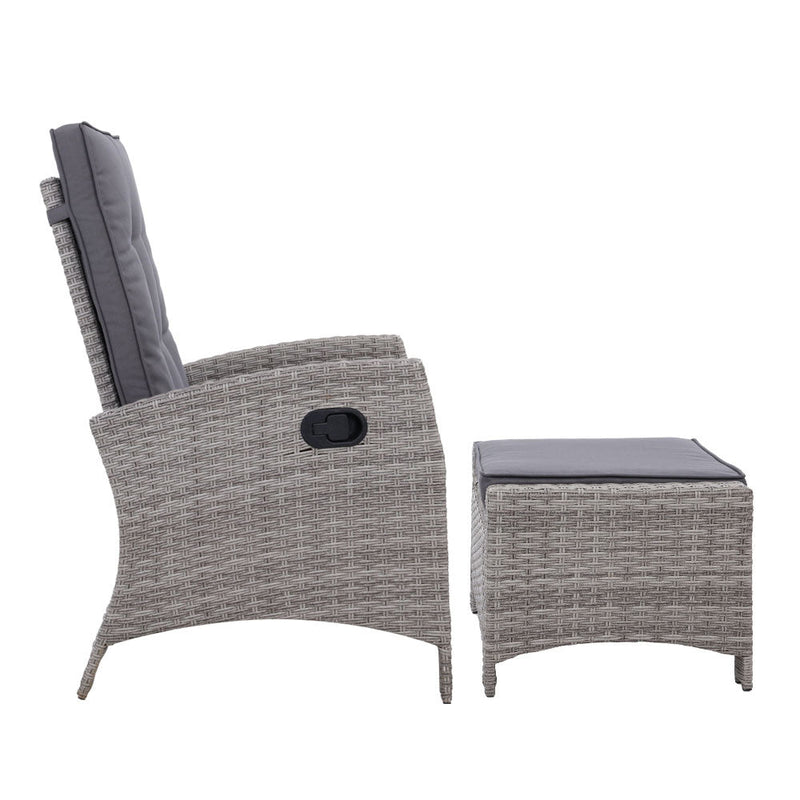 Furniture > Outdoor - Set of 2 Sun lounge Recliner Chair Wicker Lounger Sofa Day Bed Outdoor Chairs Patio Furniture Garden Cushion Ottoman Gardeon - Garden Yard