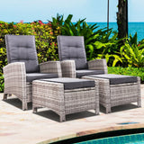 Furniture > Outdoor - Set of 2 Sun lounge Recliner Chair Wicker Lounger Sofa Day Bed Outdoor Chairs Patio Furniture Garden Cushion Ottoman Gardeon - Garden Yard