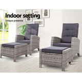 Furniture > Outdoor - Set of 2 Sun lounge Recliner Chair Wicker Lounger Sofa Day Bed Outdoor Chairs Patio Furniture Garden Cushion Ottoman Gardeon - Garden Yard
