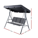 Furniture > Outdoor - Swing Chair Outdoor Furniture Hanging Chairs Hammock 3 Seater Canopy Garden Bench Seat Patio Gardeon Lounger Cushion Backyard Park Black - Garden Yard