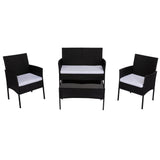 Furniture > Outdoor - Ville 4 - Seater PE Wicker Outdoor Lounge Sofa Set - Garden Yard