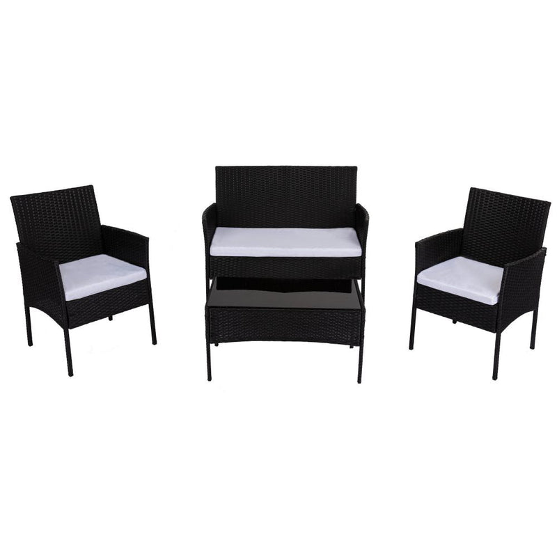 Furniture > Outdoor - Ville 4 - Seater PE Wicker Outdoor Lounge Sofa Set - Garden Yard