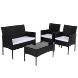 Furniture > Outdoor - Ville 4 - Seater PE Wicker Outdoor Lounge Sofa Set - Garden Yard