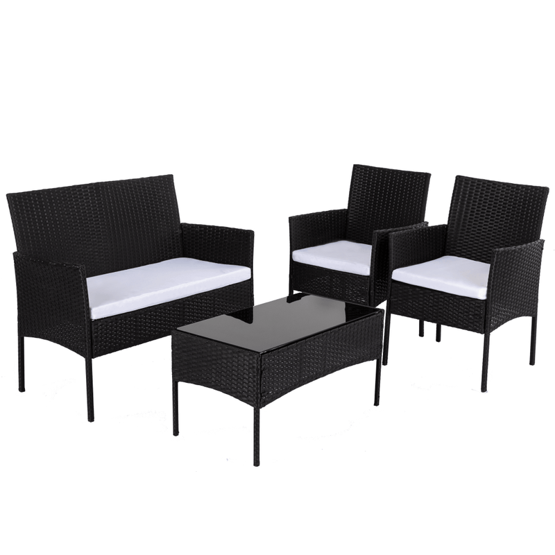 Furniture > Outdoor - Ville 4 - Seater PE Wicker Outdoor Lounge Sofa Set - Garden Yard