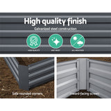 Smooth rounded safety edges on a grey raised planter box corner