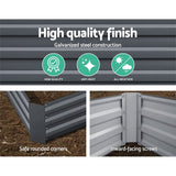 Smooth rounded safety edges on an aluminium grey raised planter box corner