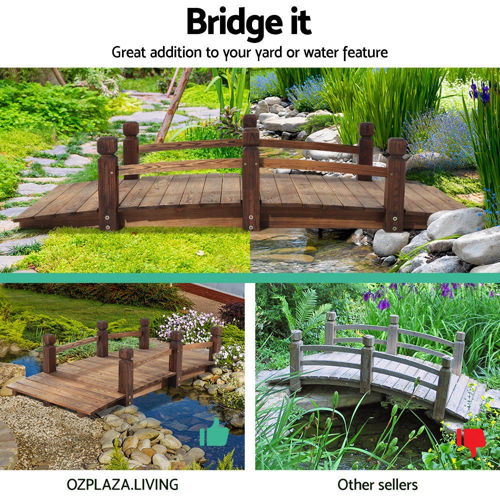 Home & Garden > DIY - Wooden Rustic Bridge 160cm - Garden Yard