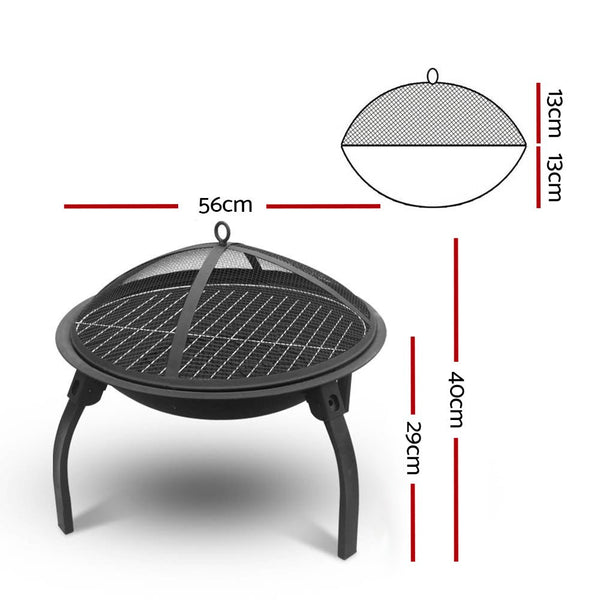 Home & Garden > Firepits - Fire Pit BBQ Charcoal Smoker Portable Outdoor Camping Pits Patio Fireplace 22" - Garden Yard Aus
