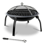 Home & Garden > Firepits - Fire Pit BBQ Charcoal Smoker Portable Outdoor Camping Pits Patio Fireplace 22" - Garden Yard Aus