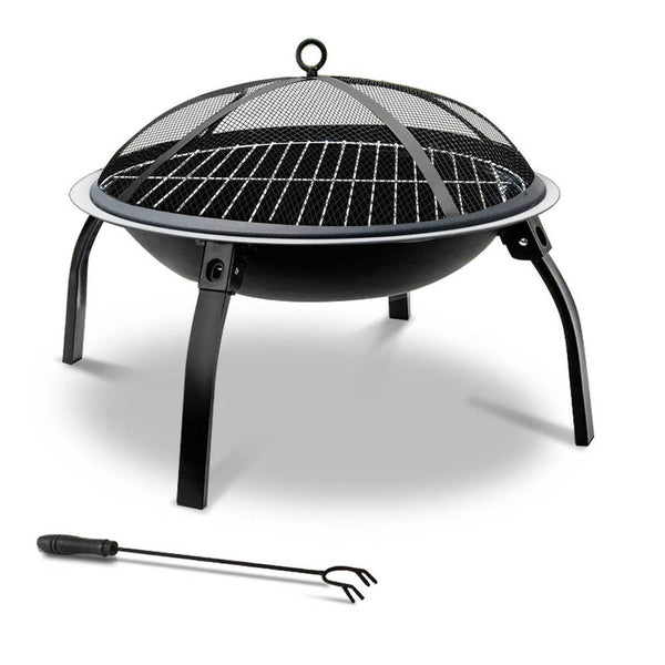 Home & Garden > Firepits - Fire Pit BBQ Charcoal Smoker Portable Outdoor Camping Pits Patio Fireplace 22" - Garden Yard Aus