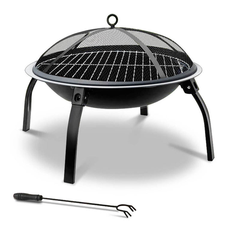 Home & Garden > Firepits - Fire Pit BBQ Charcoal Smoker Portable Outdoor Camping Pits Patio Fireplace 22" - Garden Yard Aus