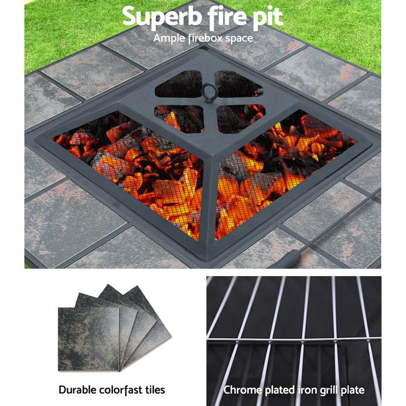 Home & Garden > Firepits - Fire Pit BBQ Grill Smoker Table Outdoor Garden Ice Pits Wood Firepit - Garden Yard Aus