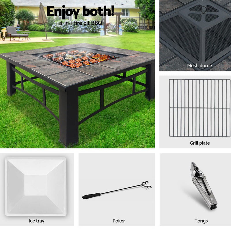Home & Garden > Firepits - Fire Pit BBQ Grill Smoker Table Outdoor Garden Ice Pits Wood Firepit - Garden Yard Aus