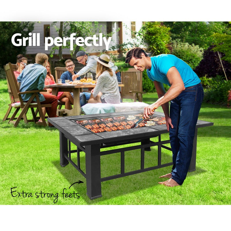 Home & Garden > Firepits - Fire Pit BBQ Grill Stove Table Ice Pits Patio Fireplace Heater 3 IN 1 - Garden Yard Aus
