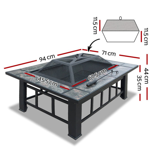 Home & Garden > Firepits - Fire Pit BBQ Grill Stove Table Ice Pits Patio Fireplace Heater 3 IN 1 - Garden Yard Aus