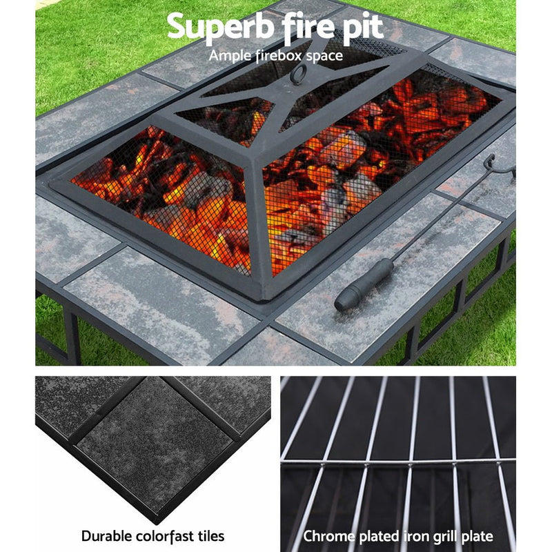 Home & Garden > Firepits - Fire Pit BBQ Grill Stove Table Ice Pits Patio Fireplace Heater 3 IN 1 - Garden Yard Aus