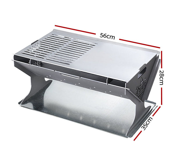 Home & Garden > Firepits - Grillz Fire Pit BBQ Outdoor Camping Portable Patio Heater Folding Packed Steel - Garden Yard Aus