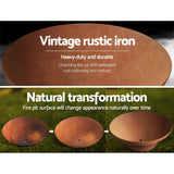 Home & Garden > Firepits - Grillz Fire Pit Charcoal Vintage Campfire Burner Rust Outdoor Steel Bowl 70CM - Garden Yard Aus