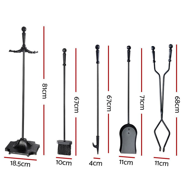 Home & Garden > Firepits - Grillz Fireplace Tool Set Fire Place Tools Poker Brush Shovel Stand Tongs - Garden Yard Aus