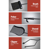 Home & Garden > Firepits - Grillz Fireplace Tool Set Fire Place Tools Poker Brush Shovel Stand Tongs - Garden Yard Aus