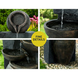 Home & Garden > Fountains - Gardeon Solar Water Feature Cascading Fountain 5 Tiered Bowl Bird Bath 99CM - Garden Yard Aus