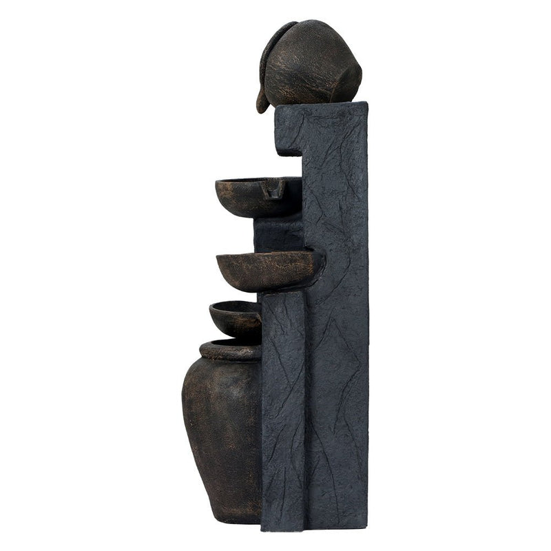 Home & Garden > Fountains - Gardeon Solar Water Feature Cascading Fountain 5 Tiered Bowl Bird Bath 99CM - Garden Yard Aus