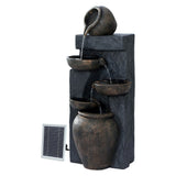 Home & Garden > Fountains - Gardeon Solar Water Feature Cascading Fountain 5 Tiered Bowl Bird Bath 99CM - Garden Yard Aus