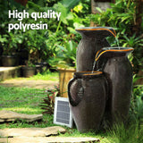 Home & Garden > Fountains - Gardeon Water Fountain Features Solar with LED Lights Outdoor Cascading 3 Tired - Garden Yard Aus