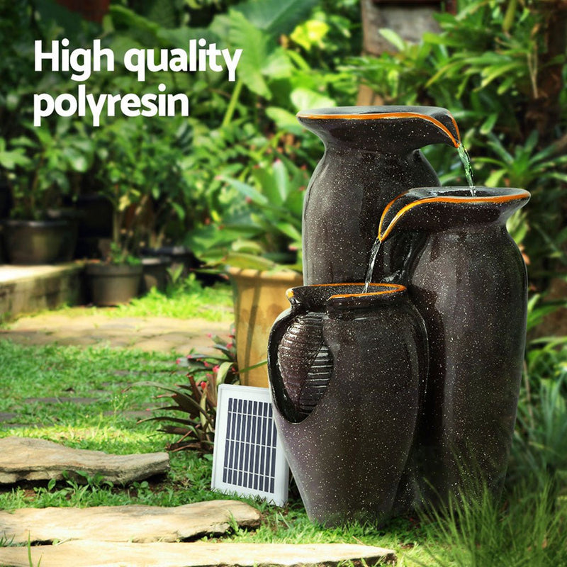 Home & Garden > Fountains - Gardeon Water Fountain Features Solar with LED Lights Outdoor Cascading 3 Tired - Garden Yard Aus