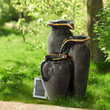 Home & Garden > Fountains - Gardeon Water Fountain Features Solar with LED Lights Outdoor Cascading 3 Tired - Garden Yard Aus