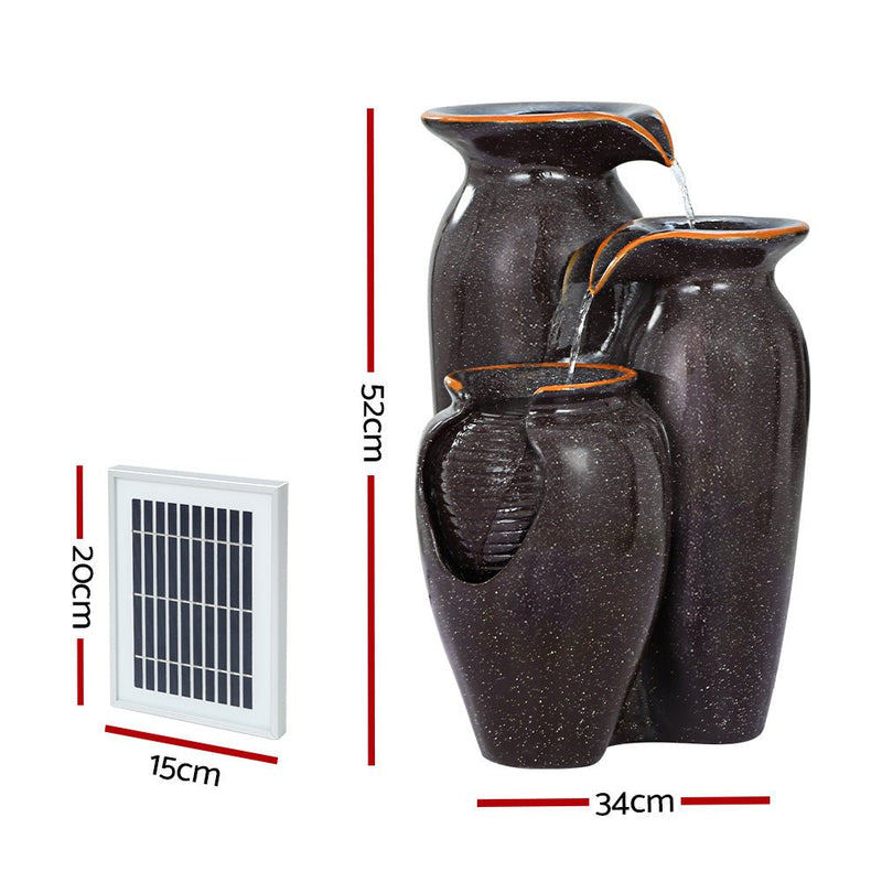 Home & Garden > Fountains - Gardeon Water Fountain Features Solar with LED Lights Outdoor Cascading 3 Tired - Garden Yard Aus