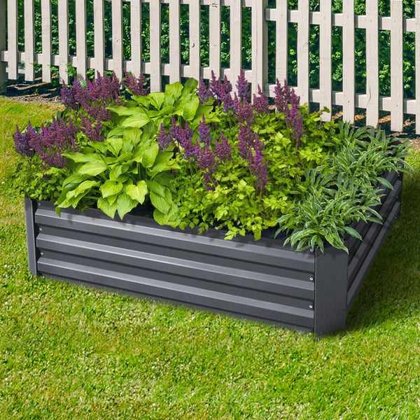 Home & Garden > Garden Beds - Green Fingers 2x Garden Bed 120x90cm Planter Box Raised Container Galvanised Herb - Garden Yard