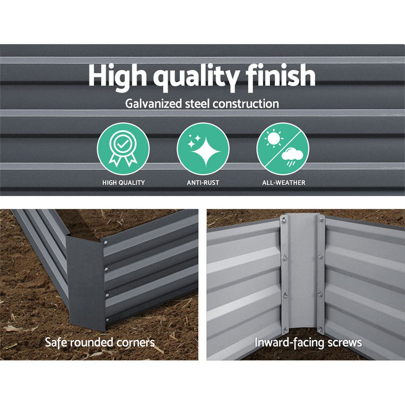Home & Garden > Garden Beds - Green Fingers 2x Garden Bed 120x90cm Planter Box Raised Container Galvanised Herb - Garden Yard