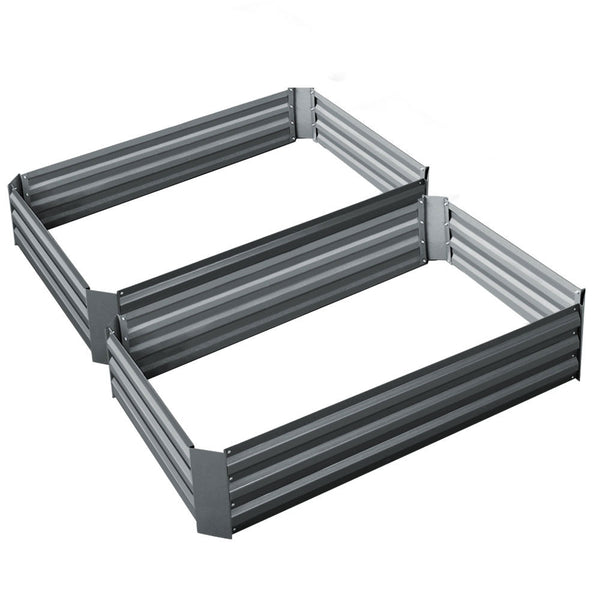 Home & Garden > Garden Beds - Green Fingers 2x Garden Bed 120x90cm Planter Box Raised Container Galvanised Herb - Garden Yard
