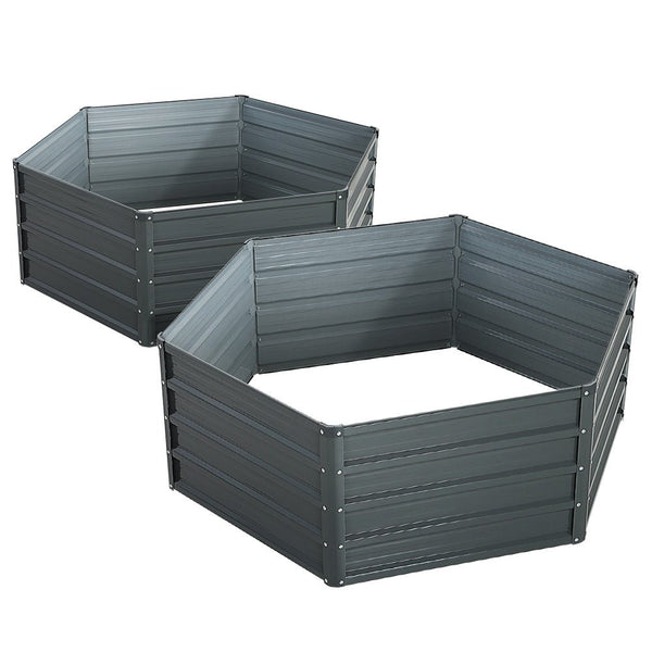 Home & Garden > Garden Beds - Green Fingers 2x Garden Bed 130x130x46cm Planter Box Raised Container Galvanised - Garden Yard