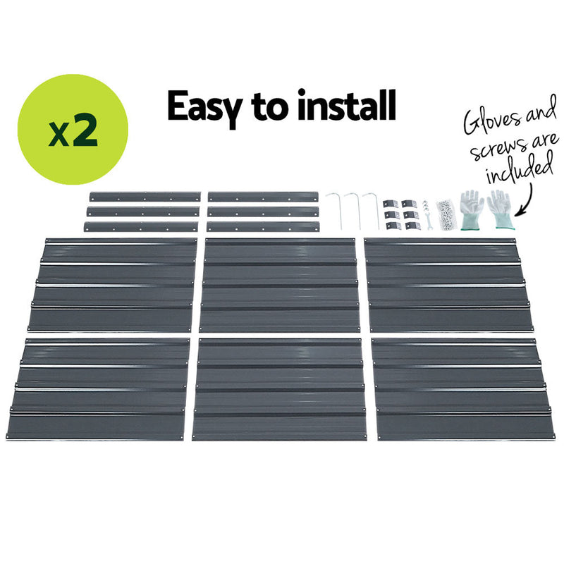 Home & Garden > Garden Beds - Green Fingers 2x Garden Bed 130x130x46cm Planter Box Raised Container Galvanised - Garden Yard