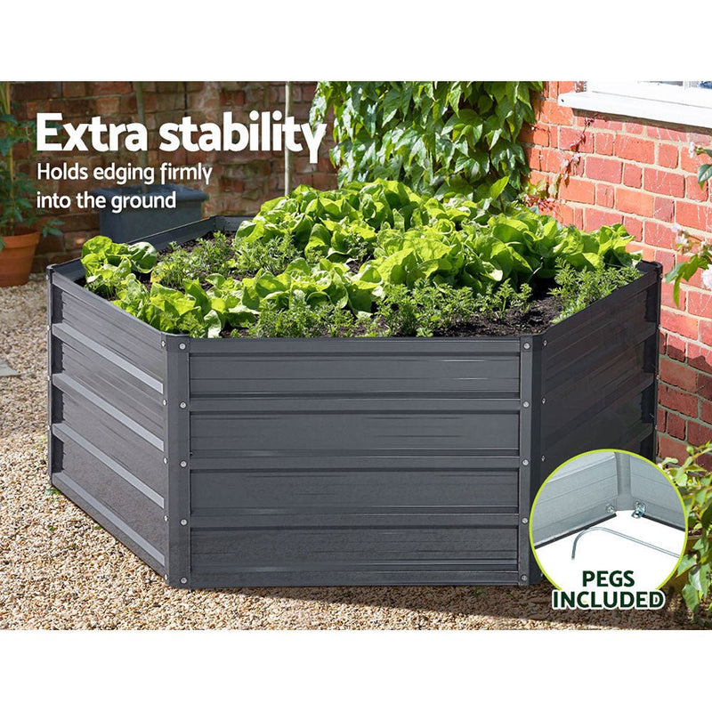 Home & Garden > Garden Beds - Green Fingers 2x Garden Bed 130x130x46cm Planter Box Raised Container Galvanised - Garden Yard