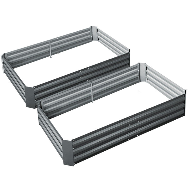 Home & Garden > Garden Beds - Green Fingers 2x Garden Bed 150x90cm Planter Box Raised Container Galvanised Herb - Garden Yard