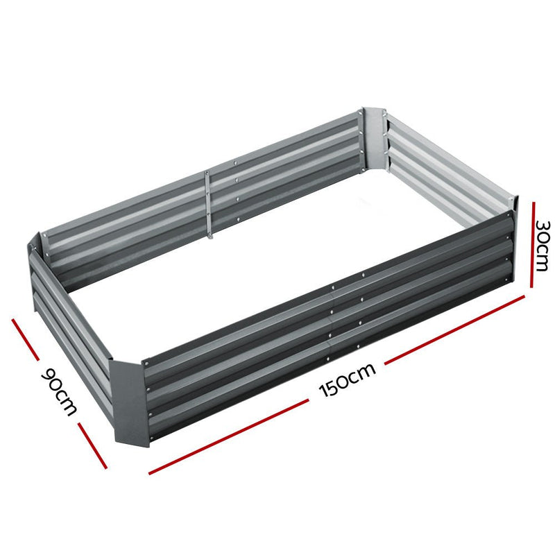 Home & Garden > Garden Beds - Green Fingers 2x Garden Bed 150x90cm Planter Box Raised Container Galvanised Herb - Garden Yard