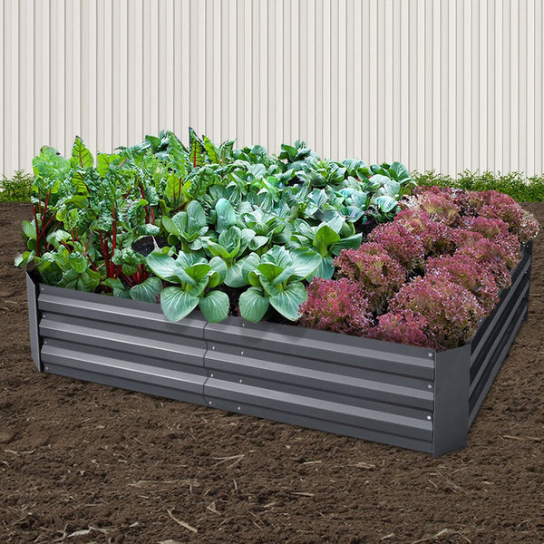 Home & Garden > Garden Beds - Green Fingers 2x Garden Bed 150x90cm Planter Box Raised Container Galvanised Herb - Garden Yard