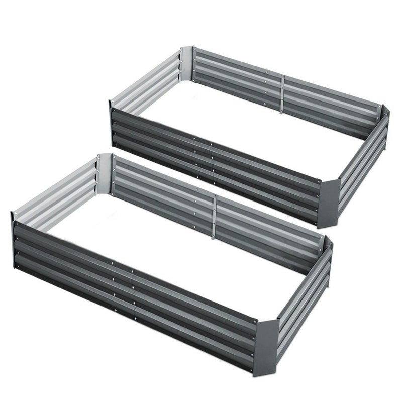 Home & Garden > Garden Beds - Green Fingers 2x Garden Bed 150x90cm Planter Box Raised Container Galvanised Herb - Garden Yard