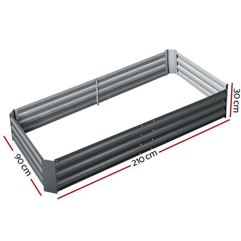 Home & Garden > Garden Beds - Green Fingers 2x Garden Bed 210x90cm Planter Box Raised Container Galvanised Herb - Garden Yard