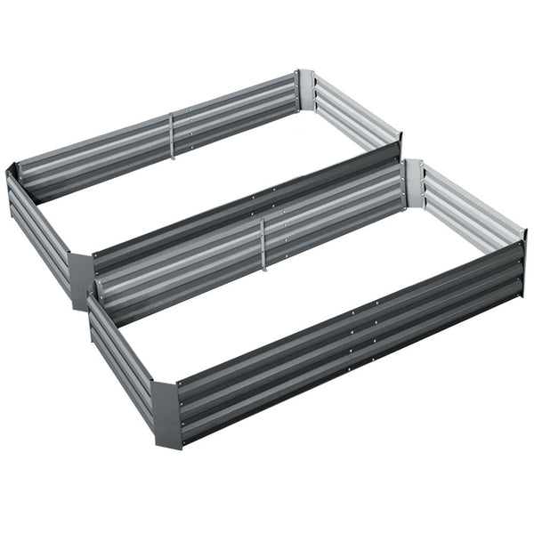 Home & Garden > Garden Beds - Green Fingers 2x Garden Bed 210x90cm Planter Box Raised Container Galvanised Herb - Garden Yard