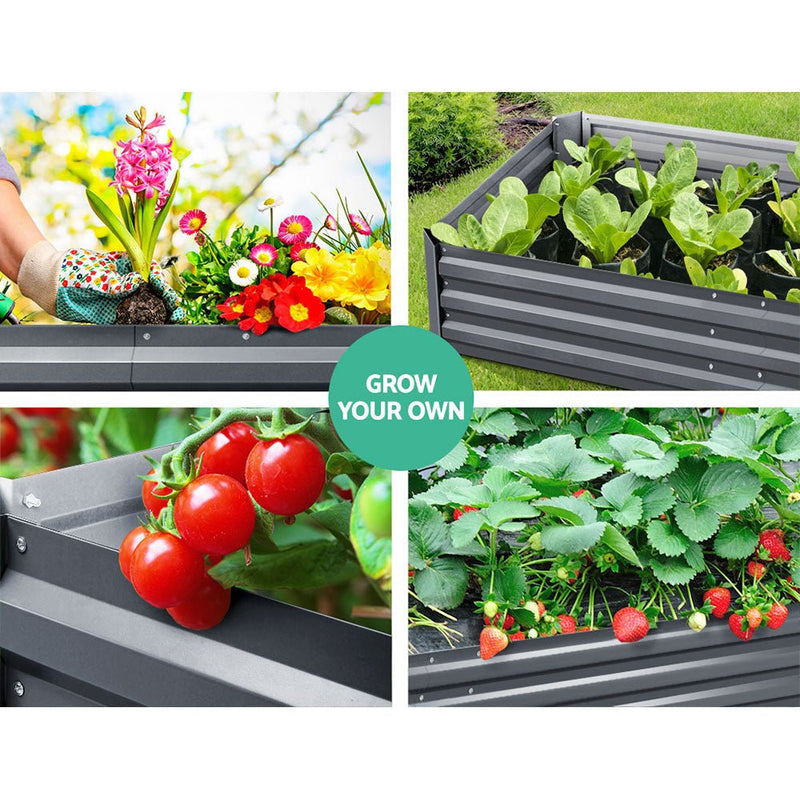 Home & Garden > Garden Beds - Green Fingers 2x Garden Bed 210x90cm Planter Box Raised Container Galvanised Herb - Garden Yard