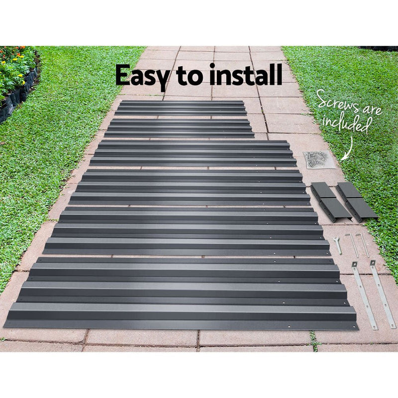 Home & Garden > Garden Beds - Green Fingers 2x Garden Bed 210x90cm Planter Box Raised Container Galvanised Herb - Garden Yard
