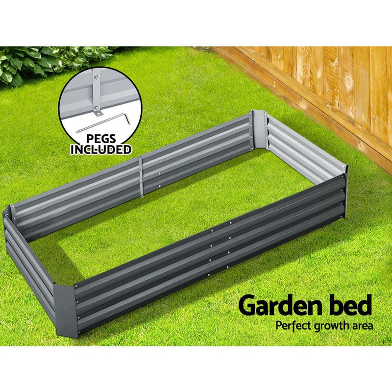 Home & Garden > Garden Beds - Green Fingers Garden Bed 210x90cm Planter Box Raised Container Galvanised Steel - Garden Yard