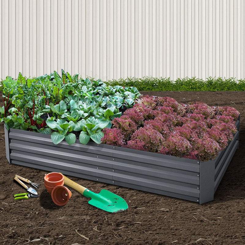 Home & Garden > Garden Beds - Green Fingers Garden Bed 210x90cm Planter Box Raised Container Galvanised Steel - Garden Yard