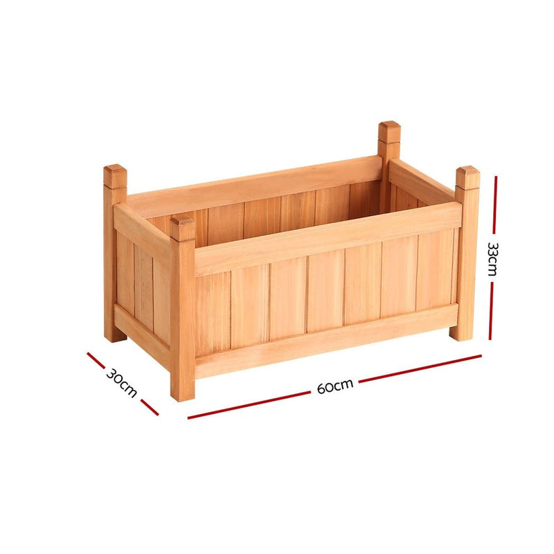 Home & Garden > Garden Beds - Green Fingers Garden Bed 60x30x33cm Wooden Planter Box Raised Container Growing - Garden Yard